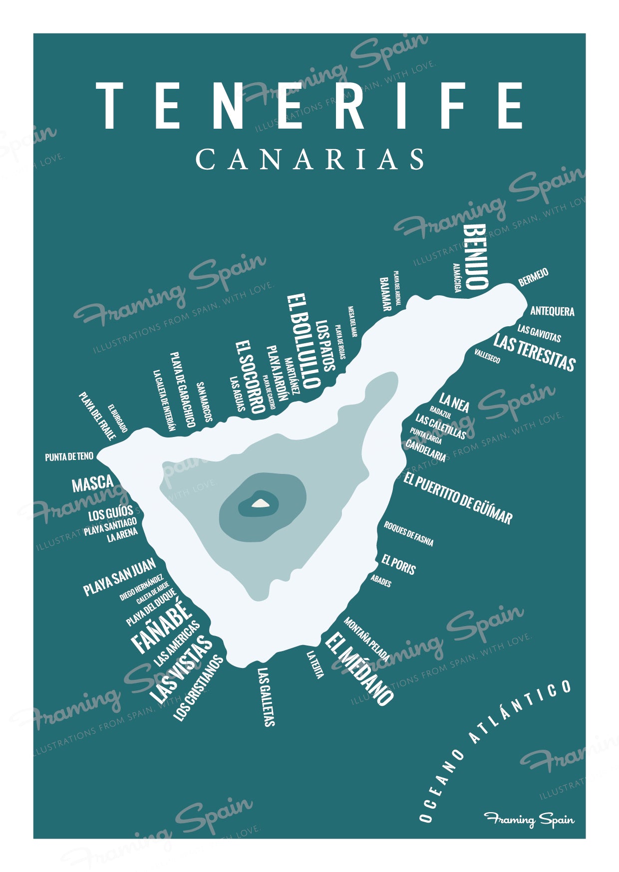 Mapa Playas de Tenerife - Postcard