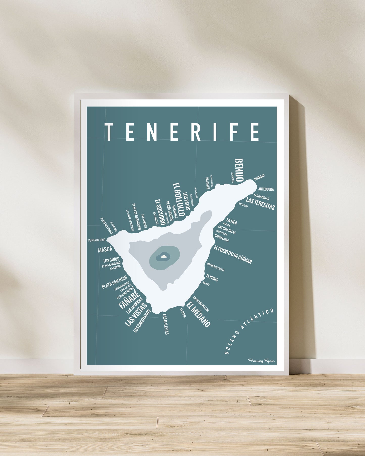 Travel poster Mapa playas tenerife 30x0cm