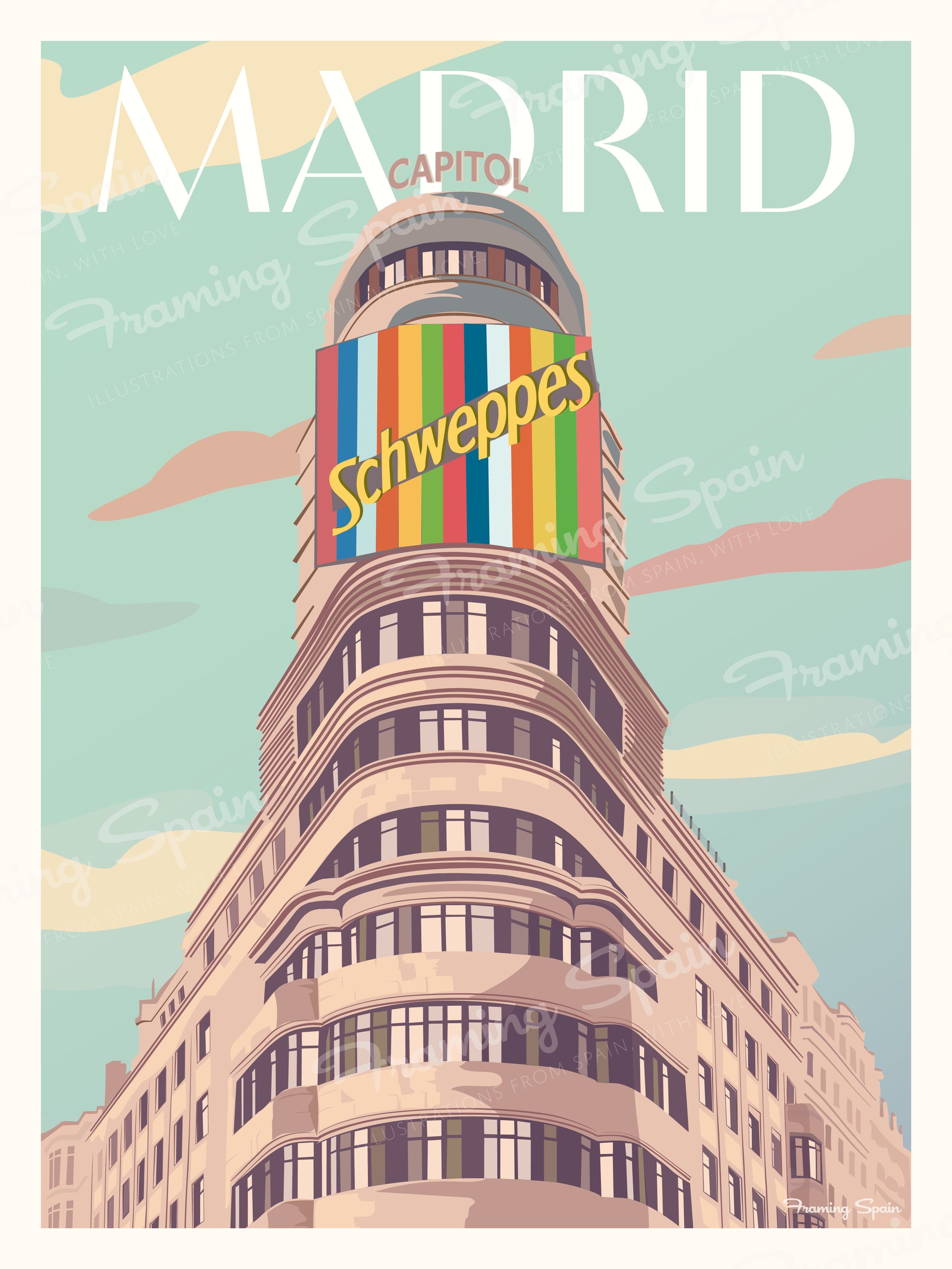 Endless Latitude (x2) Poster PANORAMICI di Madrid (100x35cm): (1) Edificio Metropoli (2) Fontana di Cibel Endless Latitude (x2) Poster PANORAMICI di Madrid (100x35cm): (1) Edificio Metropoli (2) Fontana di Cibel