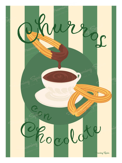 Churros con Chocolate a la taza - Travel Poster
