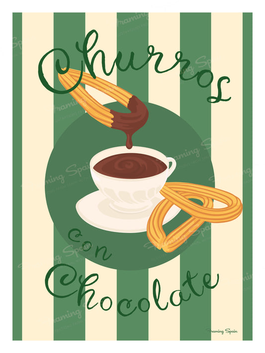 Churros con Chocolate a la taza - Travel Poster
