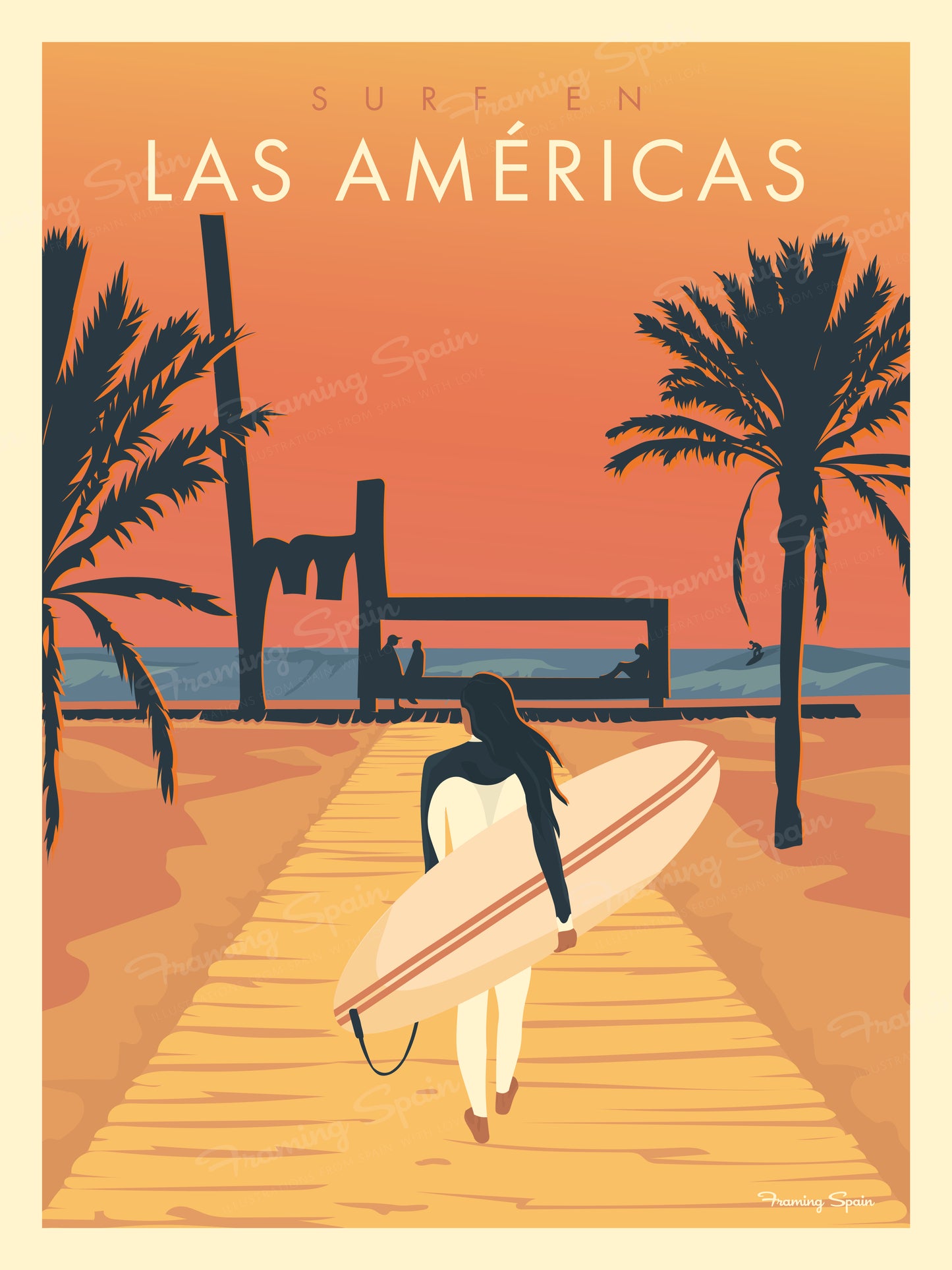 Surf en Las Américas - Travel Poster